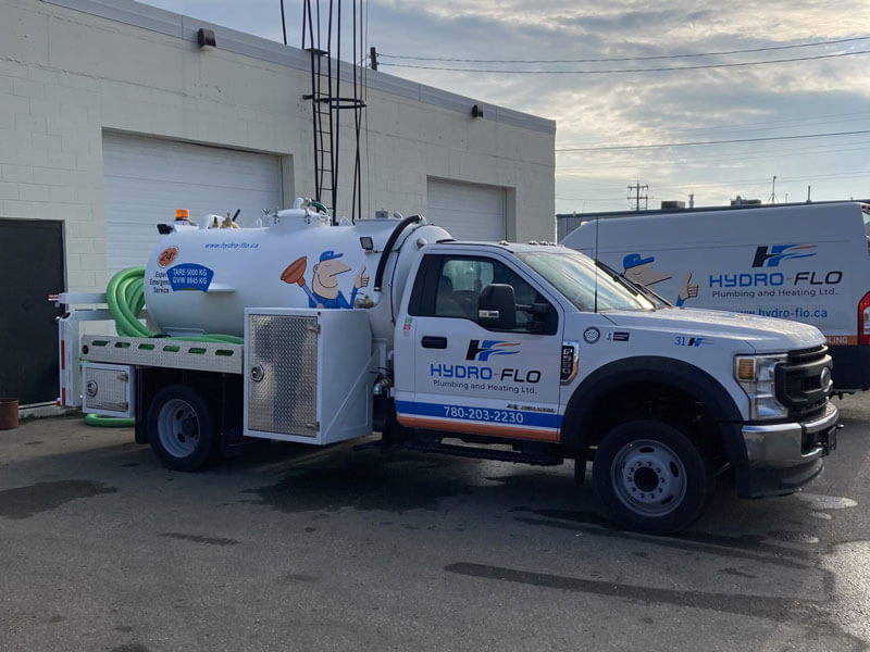Hydro-Flo truck for sewer drain cleaning in Edmonton, AB
