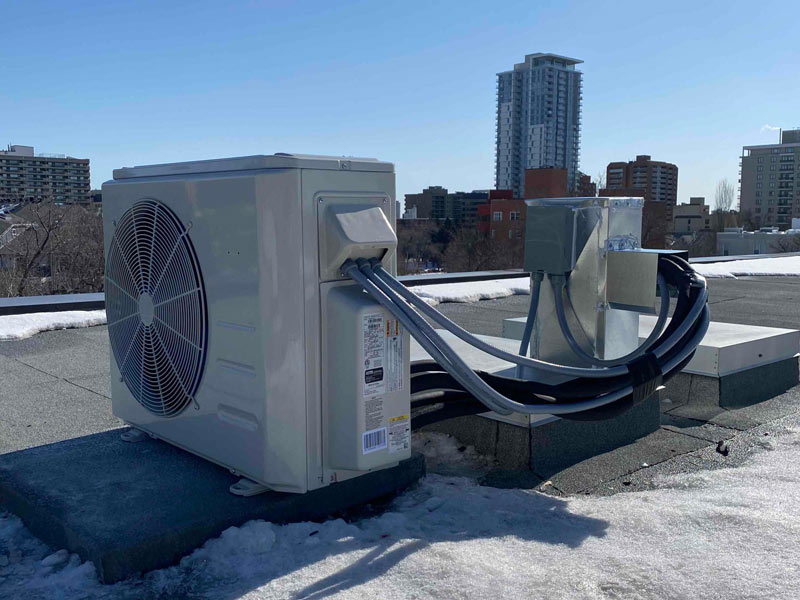 Ac Unit, installed on the rooftop of a building in Edmonton, AB.