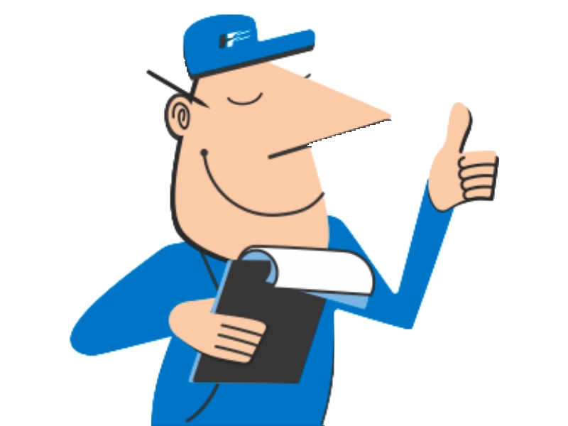 Hydro-Flo Joe Holding a Clipboard and Giving a Thumbs Up in Edmonton, AB